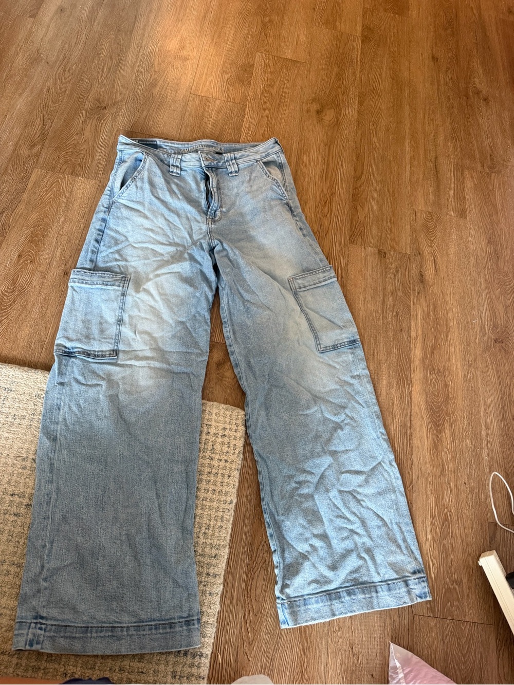 Light Blue Wide-Leg Cargo Jeans